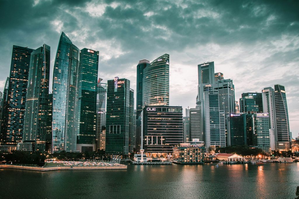 Singapore high rise buildings near water