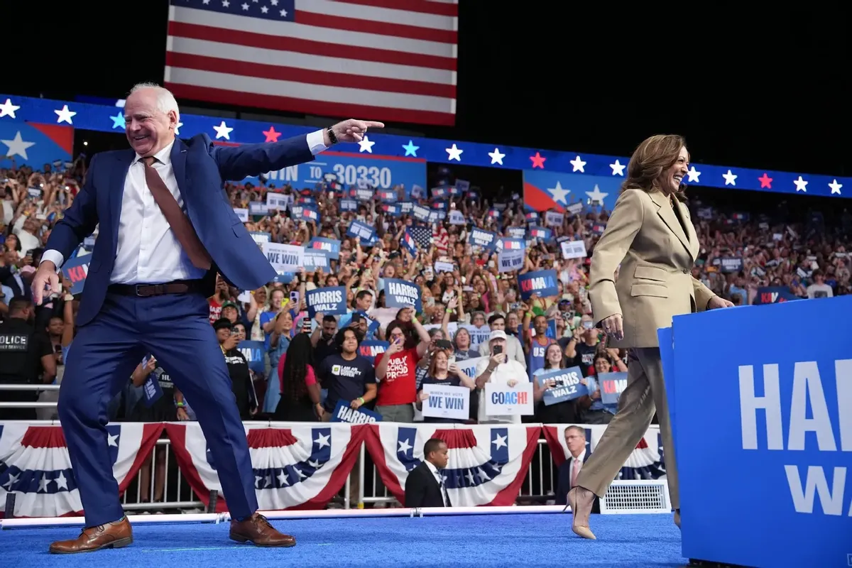 Kamala Harris and Tim Walz at Rally