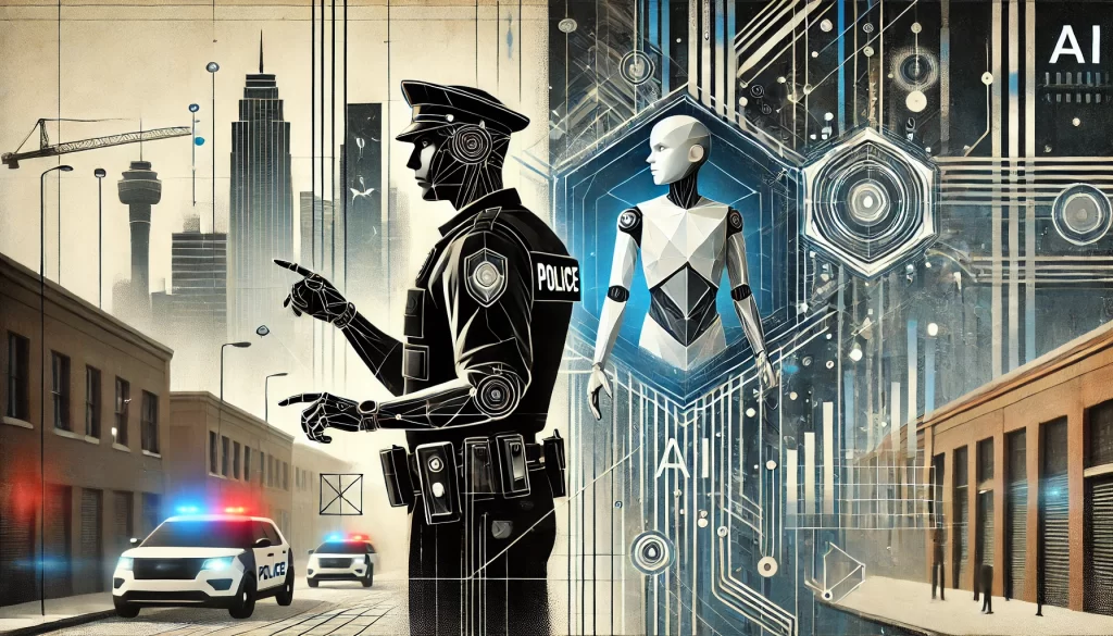 DALL·E-2024-09-16-00.42.12-A-16_9-feature-image-depicting-an-AI-driven-police-officer-interacting-with-advanced-technology-set-in-a-futuristic-cityscape.-The-scene-merges-a-Min-1024x585 AI Writing Police Reports: Game-Changer or Pandora's Box for Law Enforcement?