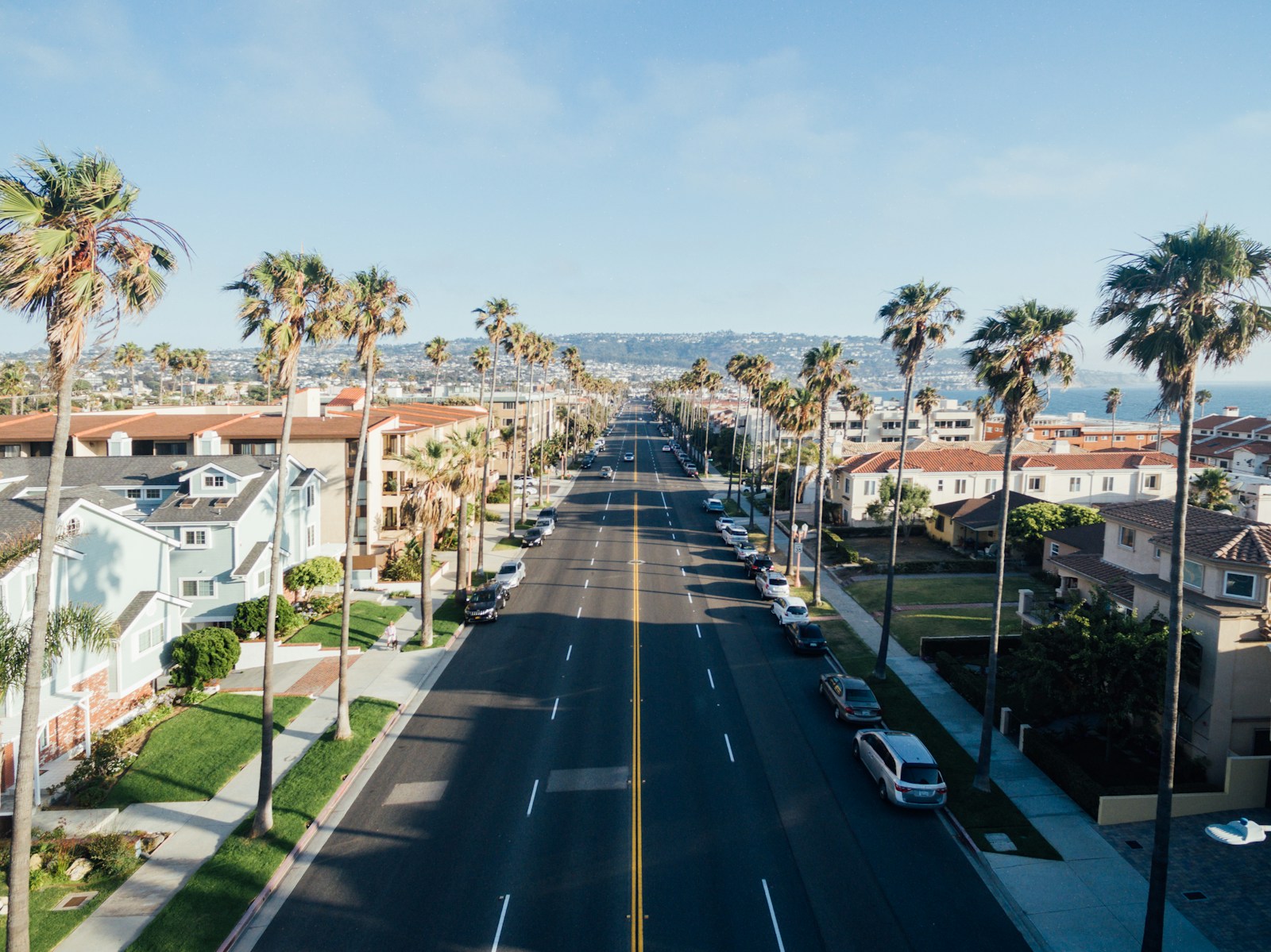 Aerial photography of Californian street